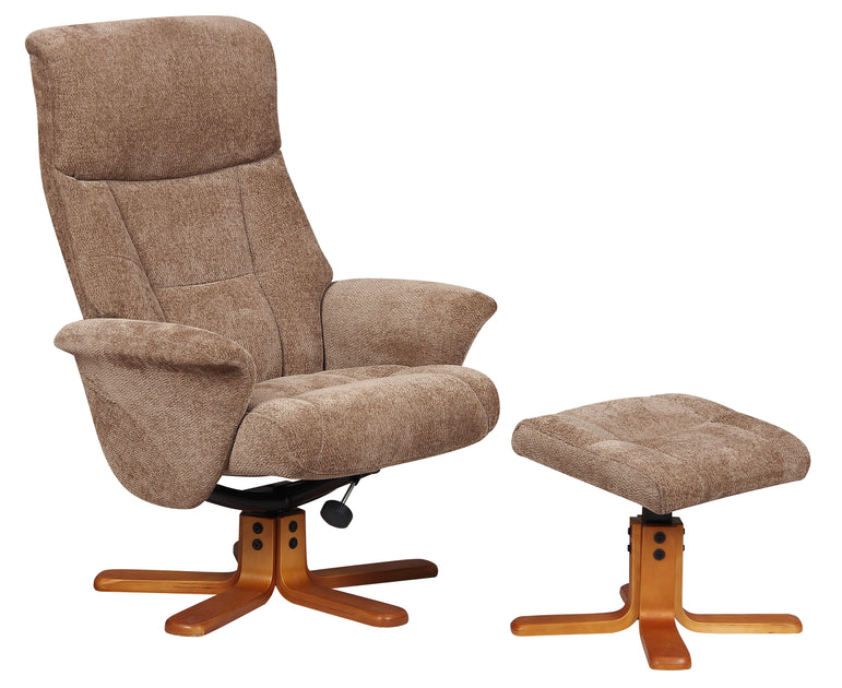 Marseille Fabric Swivel Recliner Chair Footstool