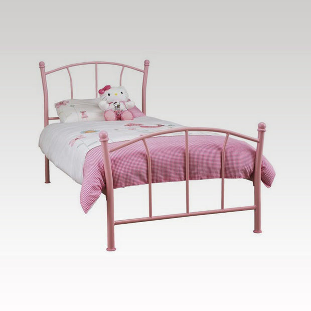 Penny Single Metal Bed Frame in Pink Gloss