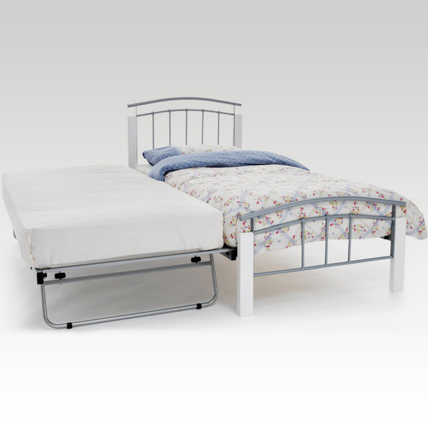 Tetras Single Bed & Guest Bed Frame in White & Silver