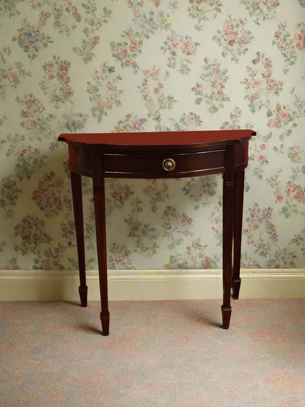 Traditional mahogany half round console table