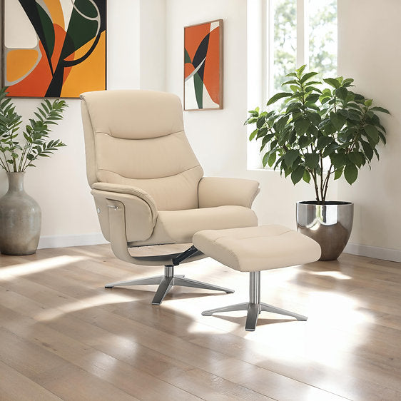 Hudson Swivel Recliner Chair & Footstool