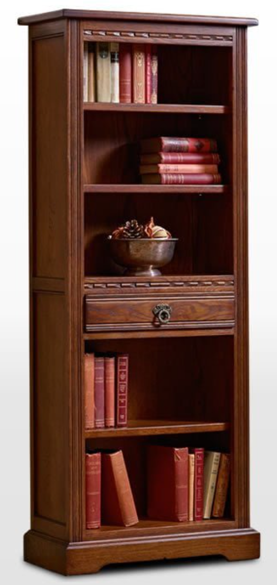 Old Charm Narrow Bookcase with Drawer