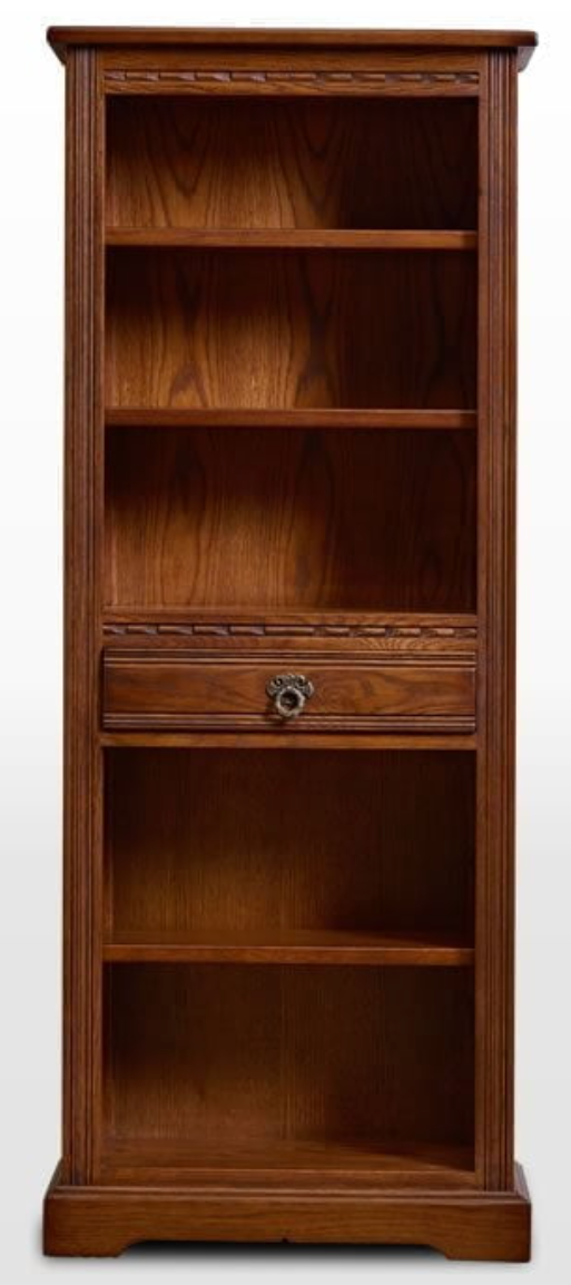 Old Charm Narrow Bookcase with Drawer