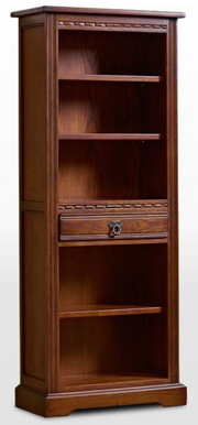 Old Charm Narrow Bookcase with Drawer