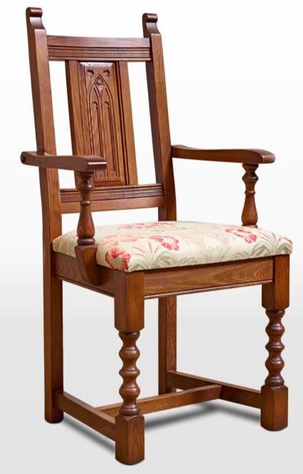 Old Charm Fabric Carver Chair