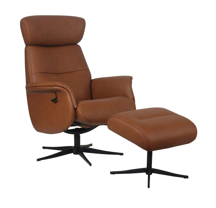 Panama Leather Swivel Recliner & Footstool