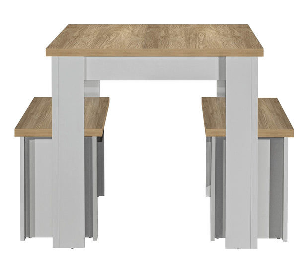 Highgate Dining Table & Bench Set - Grey & Oak