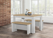 Highgate Dining Table & Bench Set - Grey & Oak
