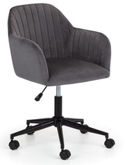Kahlo Velvet Swivel Office Chair - Grey & Black