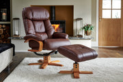 Nice Leather Swivel Recliner & Footstool