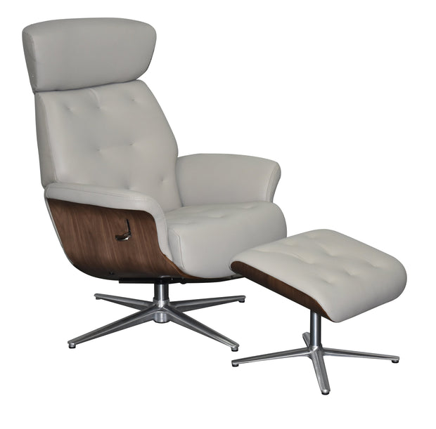 Nordic Leather Swivel Recliner & Footstool