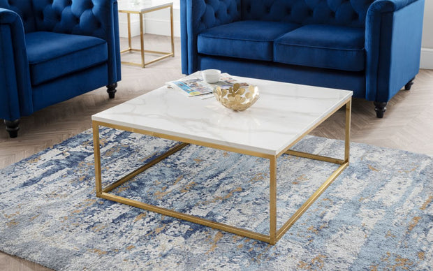 Scala Gold White Marble Top Coffee Table