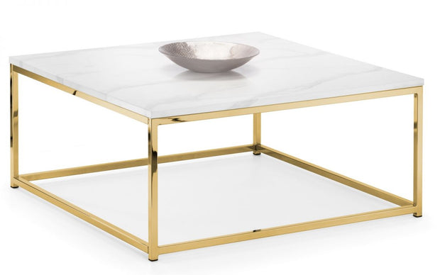 Scala Gold White Marble Top Coffee Table