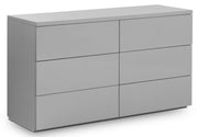 Monaco 6 Drawer Wide Chest Of Drawers - Grey High Gloss