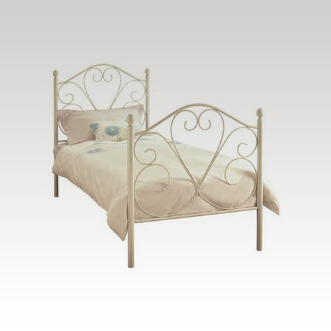 Isabelle Single Metal Bed Frame in White Gloss