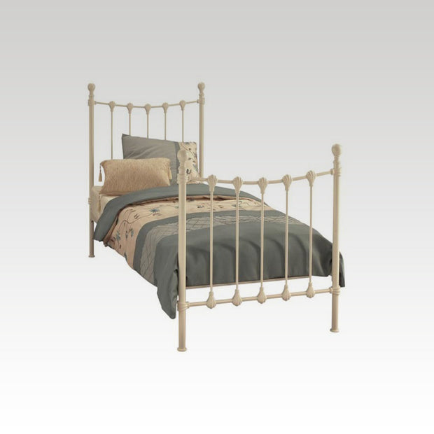 Marseille Single Metal Bed Frame in Ivory Gloss