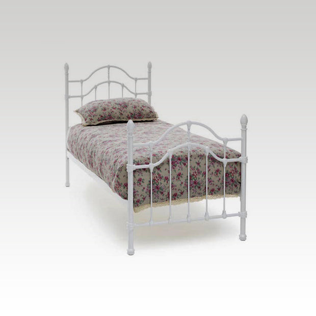 Paris Single Metal Bed Frame in White Gloss