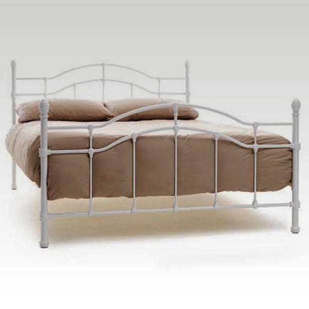 Paris Small Double Metal Bed Frame in White Gloss