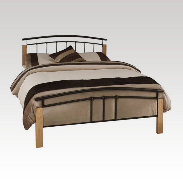 Tetras Small Double Metal Bed Frame in Beech & Black