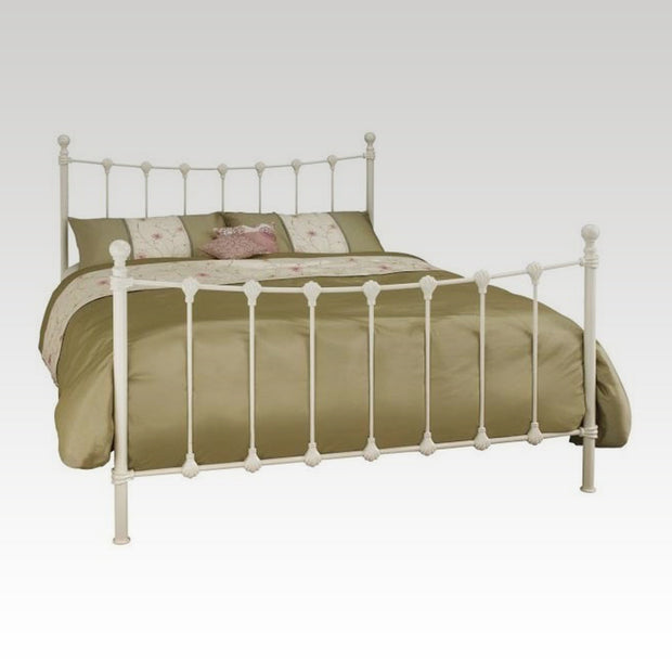 Marseille Double Metal Bed Frame in Ivory Gloss
