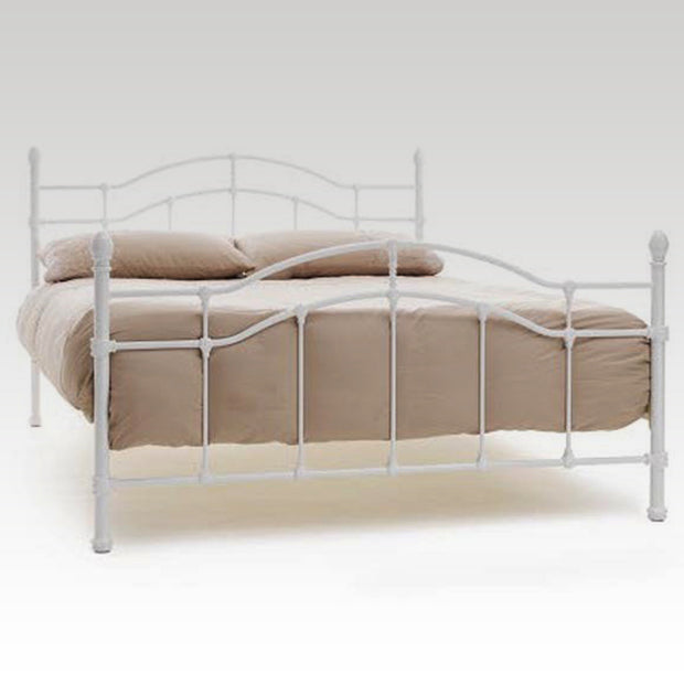 Paris Double Metal Bed Frame in White Gloss