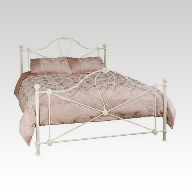 Lyon Double Metal Bed Frame in Ivory Gloss
