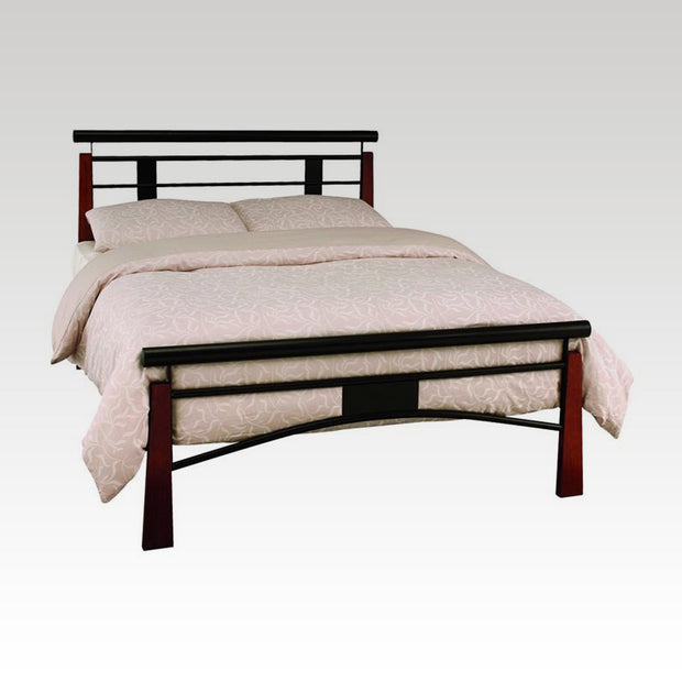 Armstrong Double Metal Bed in Black and Oak