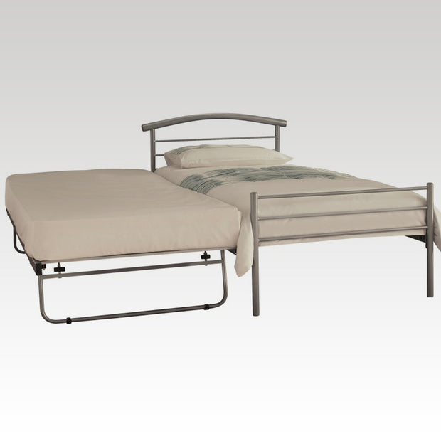 Brennington Single Metal Bed & Guest Bed in Silver